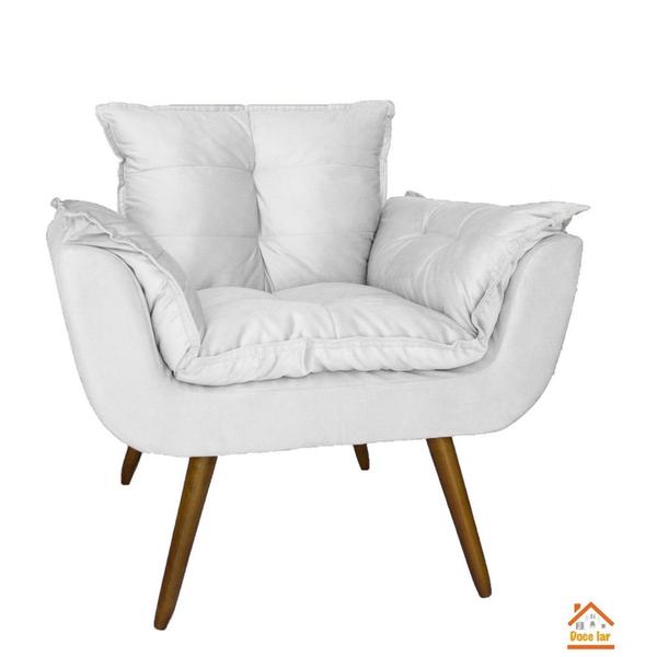 Imagem de Combo Namoradeira e 2 Poltronas Estofadas Salão de Beleza Opala Suede Branco - LM DECOR