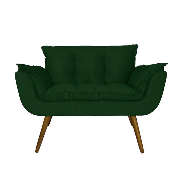 Imagem de Combo Namoradeira e 2 Poltronas Estofadas Salão de Beleza Opala Suede Verde - DL Decor