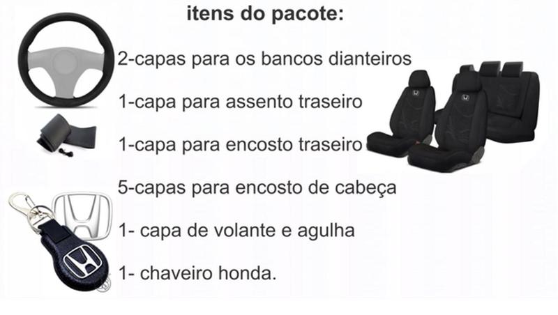 Imagem de Combo Personalizado Tecido Capas Honda WRV 15-24 + Volante + Chaveiro