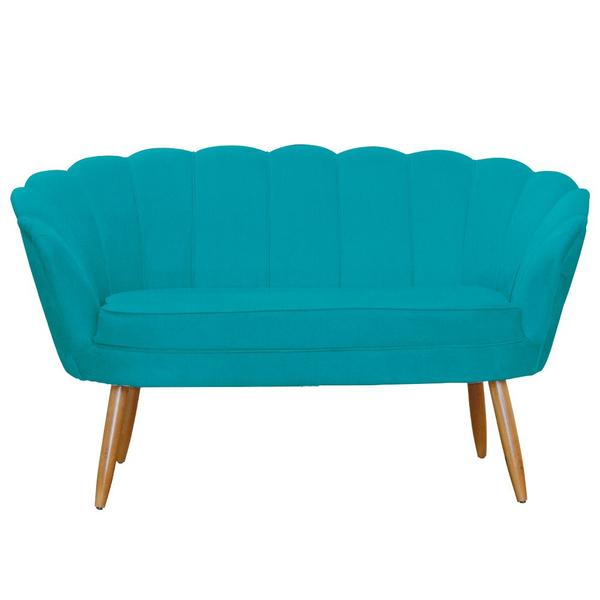 Imagem de Combo Pétala Namoradeira e 2 Poltronas Decorativa Estofada Suede Azul Turquesa - LM DECOR