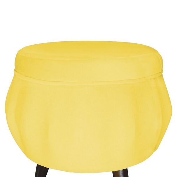 Imagem de Combo Poltrona Decorativa E Puff Para Recepção Pétala Suede Amarelo - DL Decor