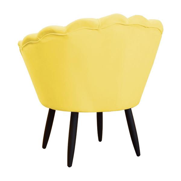 Imagem de Combo Poltrona Decorativa E Puff Para Recepção Pétala Suede Amarelo - DL Decor