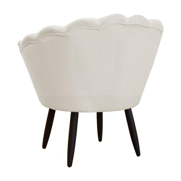 Imagem de Combo Poltrona Decorativa E Puff Para Recepção Pétala Suede Bege - DL Decor