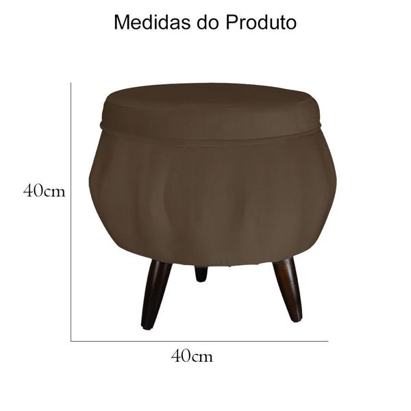 Imagem de Combo Poltrona Decorativa E Puff Para Recepção Pétala Suede Marrom - DL Decor