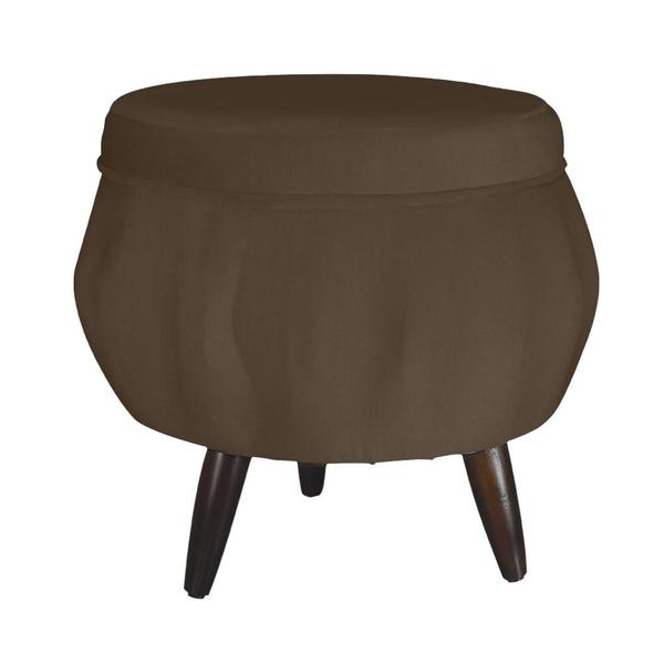 Imagem de Combo Poltrona Decorativa E Puff Para Recepção Pétala Suede Marrom - LM DECOR