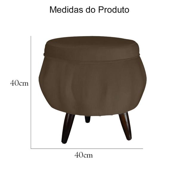 Imagem de Combo Poltrona Decorativa E Puff Para Recepção Pétala Suede Marrom - LM DECOR