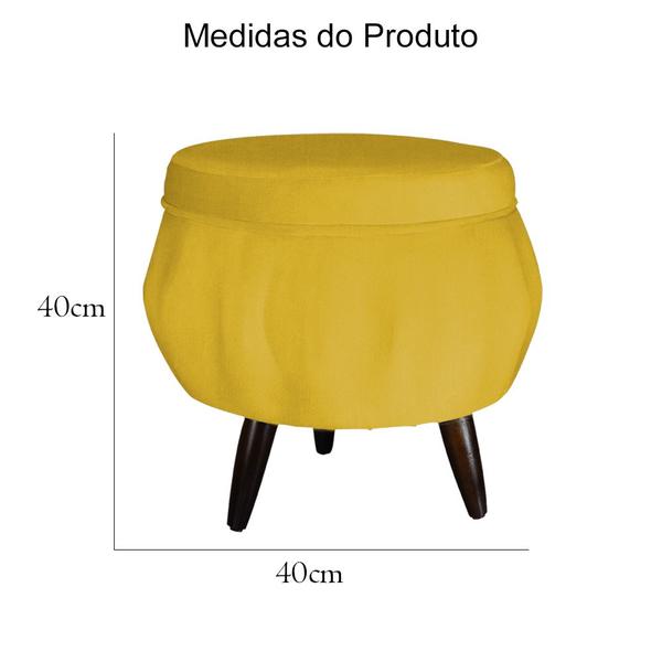 Imagem de Combo Poltrona Decorativa E Puff Para Recepção Pétala Suede Mostarda - LM DECOR