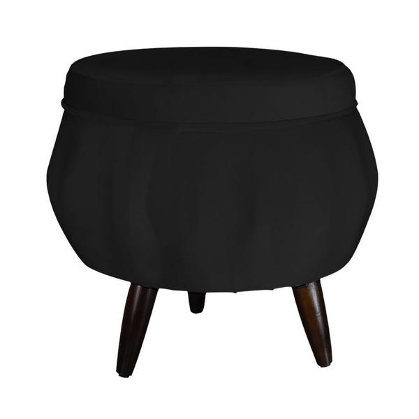 Imagem de Combo Poltrona Decorativa E Puff Para Recepção Pétala Suede Preto - DL Decor