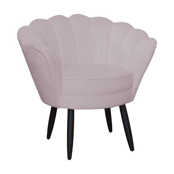 Imagem de Combo Poltrona Decorativa E Puff Para Recepção Pétala Suede Rose - DL Decor