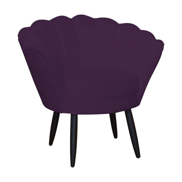 Imagem de Combo Poltrona Decorativa E Puff Para Recepção Pétala Suede Roxo - DL Decor