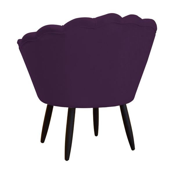 Imagem de Combo Poltrona Decorativa E Puff Para Recepção Pétala Suede Roxo - DL Decor