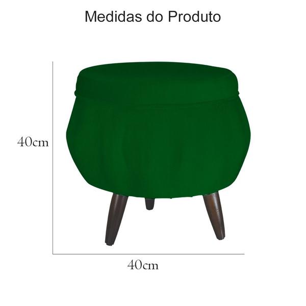 Imagem de Combo Poltrona Decorativa E Puff Para Recepção Pétala Suede Verde - DL Decor