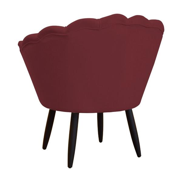 Imagem de Combo Poltrona Decorativa E Puff Para Recepção Pétala Suede Vermelho Bordo - DL Decor