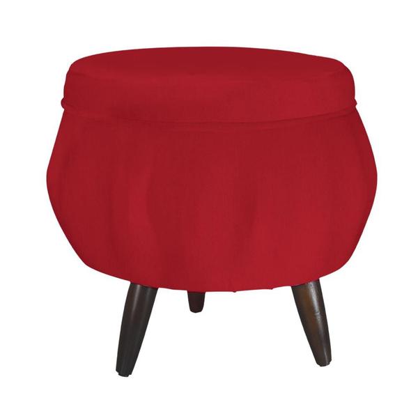 Imagem de Combo Poltrona Decorativa E Puff Para Recepção Pétala Suede Vermelho - LM DECOR