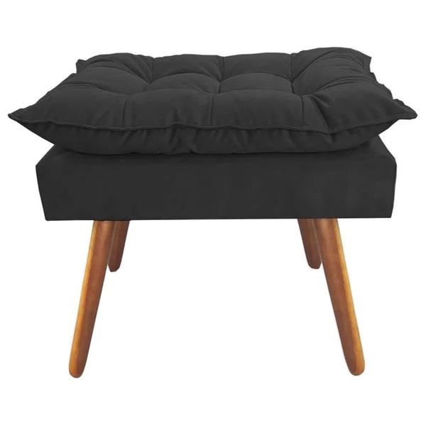 Imagem de Combo Poltrona Decorativa Isis Mais Puff Opalla Suede Preto - DS Estofados