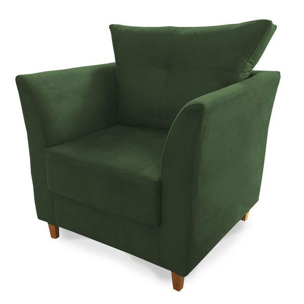 Imagem de Combo Poltrona Decorativa Isis Mais Puff Opalla Suede Verde - DS Estofados