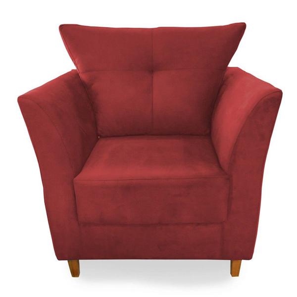 Imagem de Combo Poltrona Decorativa Isis Mais Puff Opalla Suede Vermelho - DS Estofados