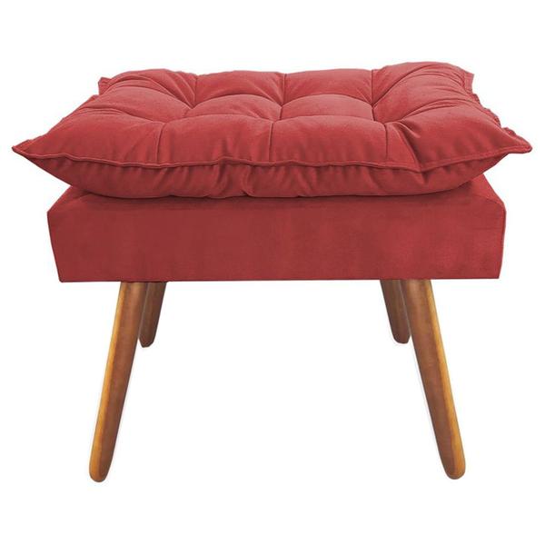 Imagem de Combo Poltrona Decorativa Isis Mais Puff Opalla Suede Vermelho - DS Estofados