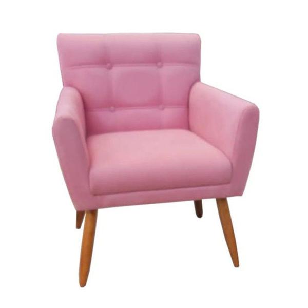 Imagem de Combo Poltrona Decorativa Onix Mais Puff Redondo Suede Rosa - DS Estofados