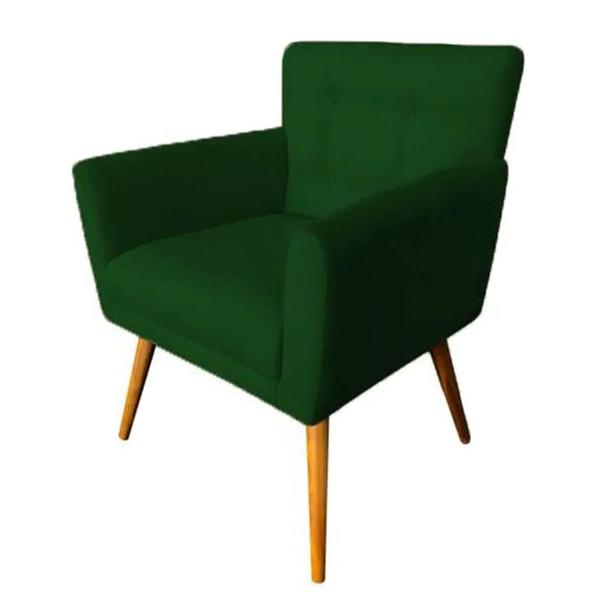 Imagem de Combo Poltrona Decorativa Onix Mais Puff Redondo Suede Verde - DS Estofados