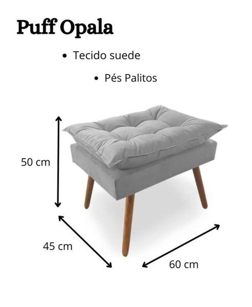 Imagem de Combo Poltrona Decorativa Opala Deluxe Puff - Bela Móveis