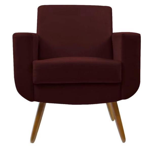 Imagem de Combo Poltrona para Sala de Estar Cristal com Puff Redondo Suede Marsala