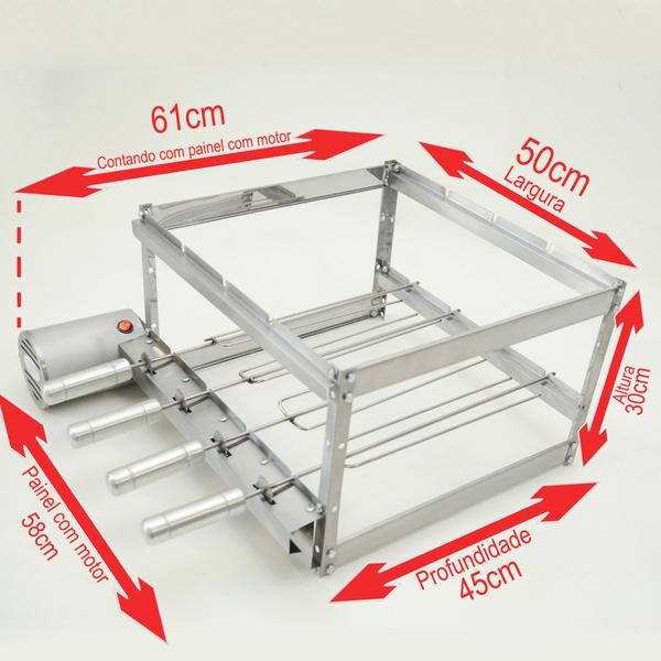 Imagem de Combo Premium Brasa Grill Gira 4 Espetos Churrasqueira Elétrica Giratória