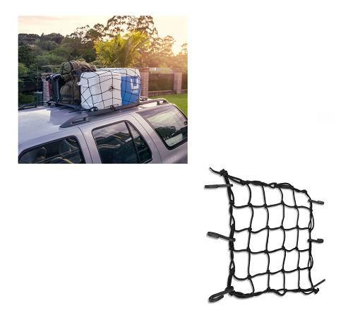 Imagem de Combo Rede Elástica Aranha Preta Capacete Carga Bagageiro 35cm x 35cm - RE0320 - 4 Peças