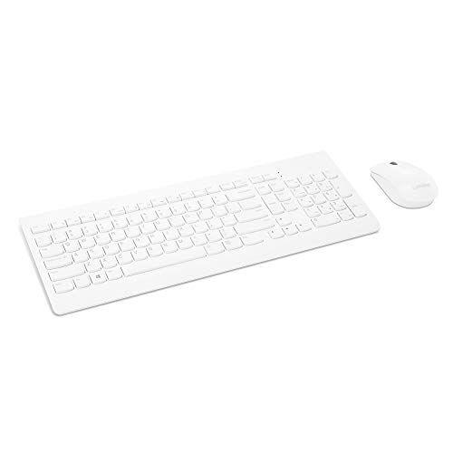 Imagem de Combo sem fio Lenovo 510 com receptor USB de 2,4 GHz, teclado fino de tamanho completo, teclado numérico completo, mouse óptico de 1200 DPI, mão esquerda ou direita, GX30W75336, branco