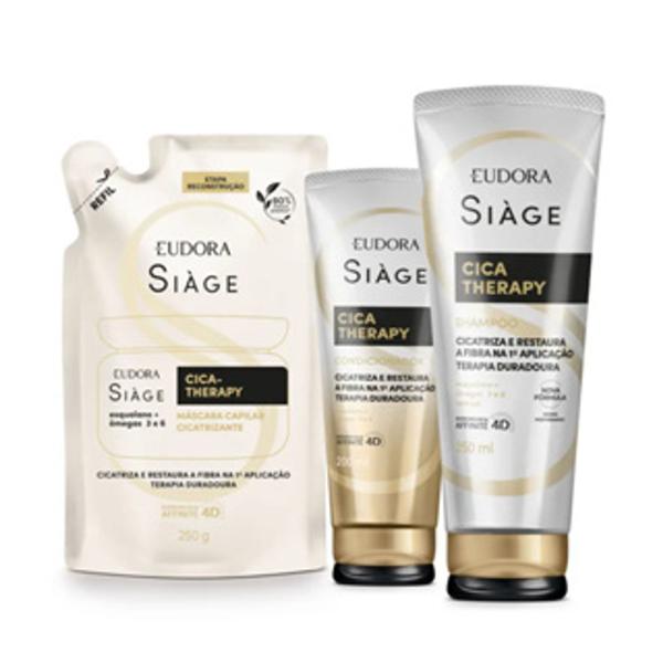 Imagem de Combo Siàge Cica-Therapy: Shampoo 250ml + Refil Máscara Capilar 250g + Condicionador 200ml Eudora