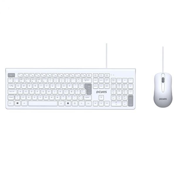 Imagem de Combo soft teclado + mouse usb 2m branco - pcosf2w - abnt2