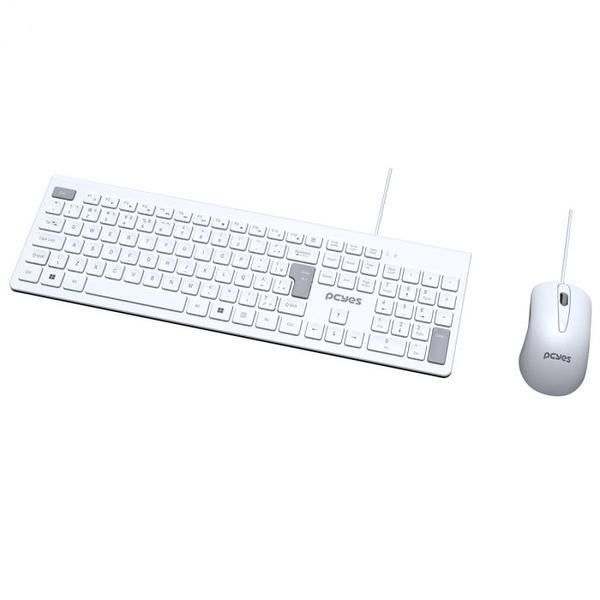 Combo soft teclado + mouse usb 2m branco - pcosf2w - abnt2 - Pcyes Imagem de Combo soft teclado + mouse usb 2m branco - pcosf2w - abnt2