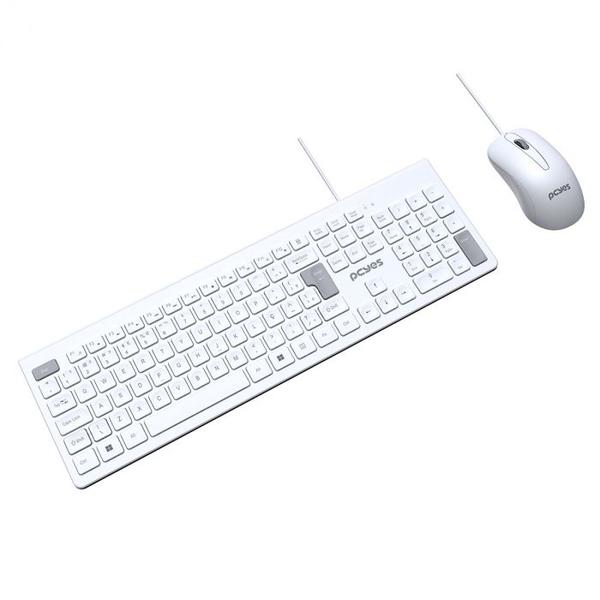 Combo soft teclado + mouse usb 2m branco - pcosf2w - abnt2 - Pcyes Imagem de Combo soft teclado + mouse usb 2m branco - pcosf2w - abnt2