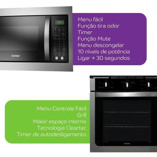 Imagem de Combo Super Chef: Forno Elétrico de Embutir 84L + Micro-ondas de Embutir 32L Consul - Potência e Estilo na Sua Cozinha