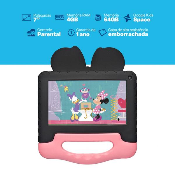 Imagem de Combo Tablet Multi Minnie 7 pol 4GB RAM 64GB + Case + Caixa Registradora Minnie - NB414K