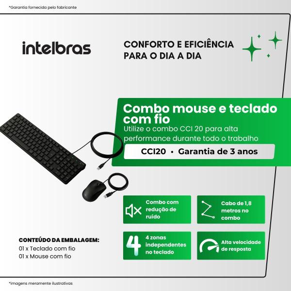 Combo Teclado e Mouse Com Fio USB Intelbras CCI 20 Imagem de Combo Teclado e Mouse Com Fio USB Intelbras CCI 20