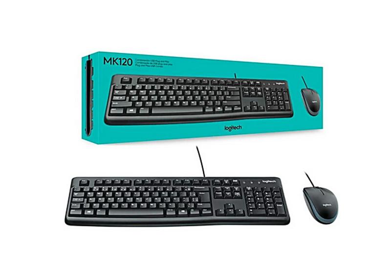 Imagem de Combo Teclado E Mouse Com Fio Usb Logitech Mk120 Abnt2 Preto