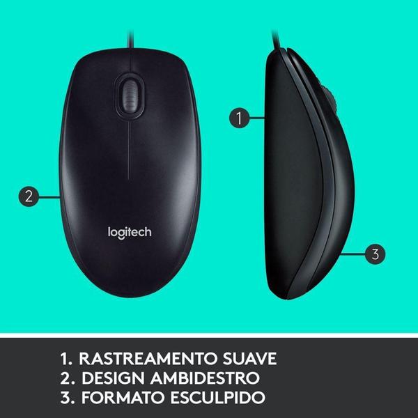 Imagem de Combo Teclado e Mouse com fio USB Logitech MK120 com Design Confortável