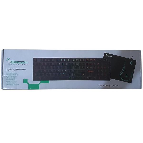 Imagem de Combo Teclado E Mouse Gamer Rgb,Com Mouse Pad 35X25Cm 3Green