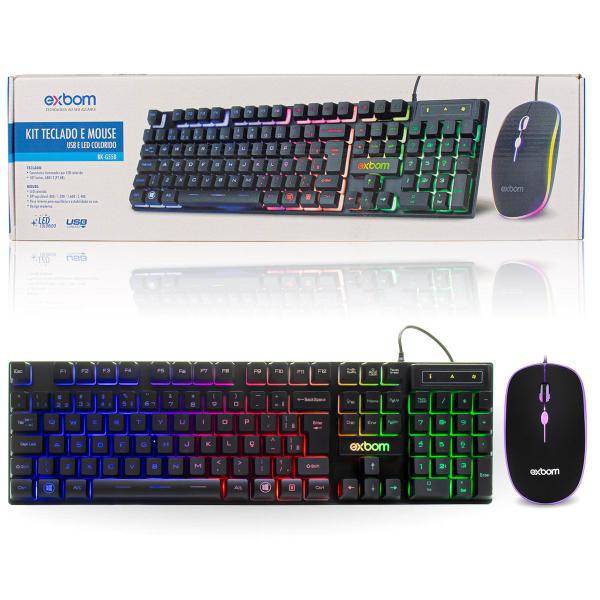 Imagem de Combo Teclado e Mouse Gamer Usb Profissional Iluminação Led RGB Padrão ABNT-II