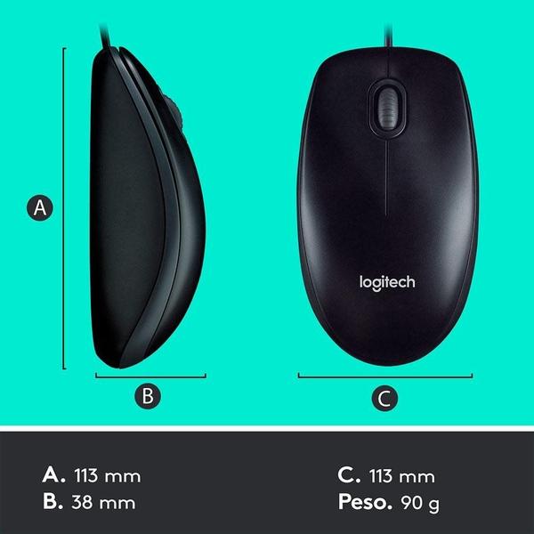 Imagem de Combo Teclado e Mouse Logitech com fio USB Resistente à Respingos e Layout ABNT2 - MK120  