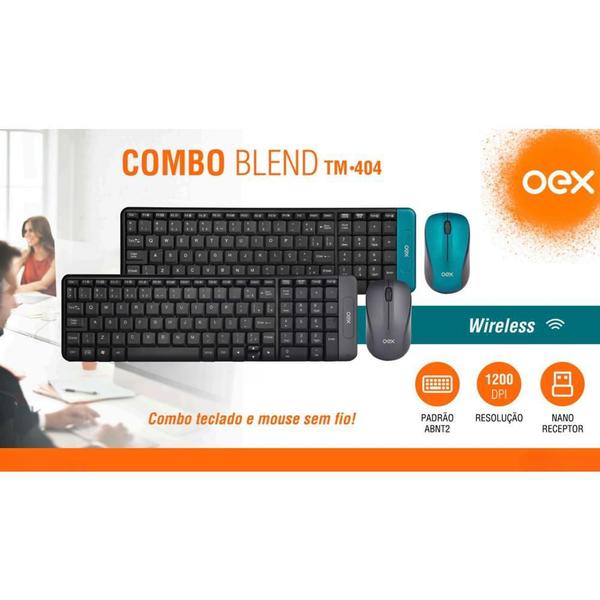 Imagem de Combo Teclado E Mouse Oex Tm404 Blend Sem Fio 1200 Dpi Cinza