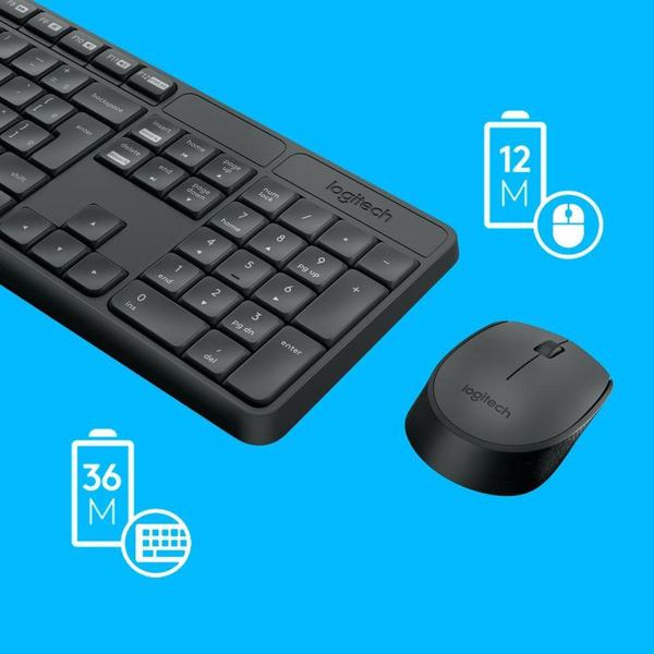 Imagem de Combo Teclado e Mouse sem fio Logitech MK235 com Conexão USB, Pilhas Inclusas e Layout ABNT2