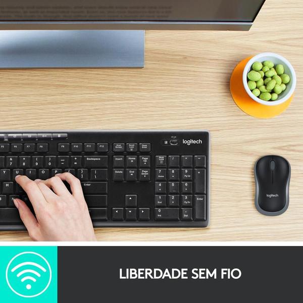 Imagem de Combo Teclado e Mouse sem fio Logitech MK270 com Teclas de Mídia de Fácil Acesso, Conexão USB, Pilhas Inclusas e Layout ABNT2 -920-004433