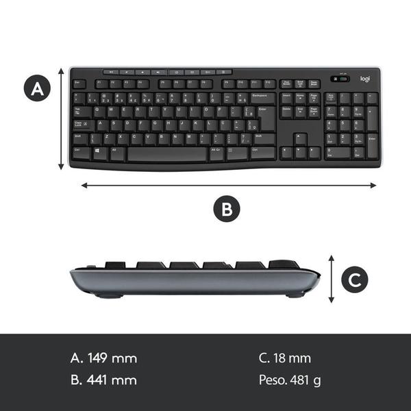 Imagem de Combo Teclado e Mouse sem fio Logitech MK270 com Teclas de Mídia de Fácil Acesso, Conexão USB