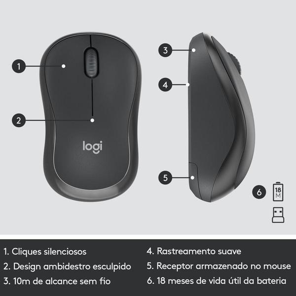 Imagem de Combo Teclado e Mouse sem fio Logitech MK295 c, Conexão USB,  920-009793