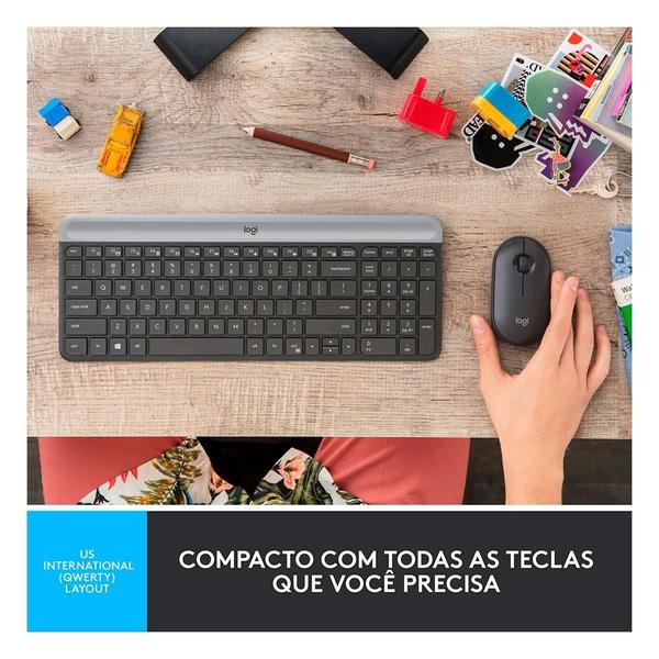 Imagem de Combo Teclado e Mouse sem fio Logitech MK470 com Design Slim, Digitação e Clique Silencioso, Mouse Ambidestro e Pilhas Inclusas - 920-009268