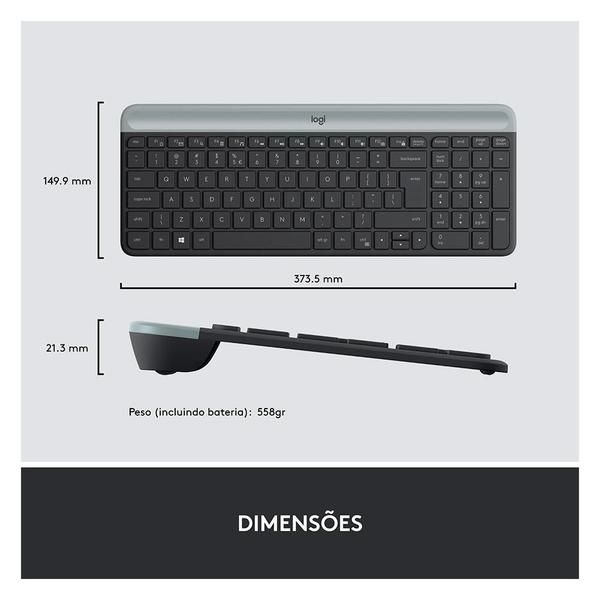 Imagem de Combo Teclado e Mouse sem fio Logitech MK470 com Design Slim, Digitação e Clique Silencioso, Mouse Ambidestro e Pilhas Inclusas - 920-009268