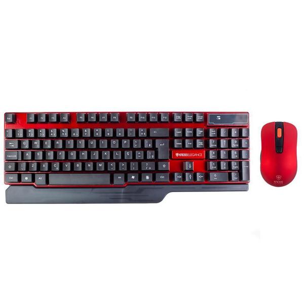 Imagem de Combo Teclado Mouse Sem Fio Kross Vermelho Preto Ke-Km553V1