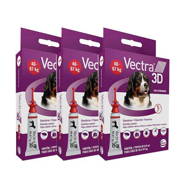 Imagem de Combo Vectra 3D Ceva Antipulgas e Carrapaticida 8,0 ml para Cães 3 Pipetas 40 a 67kg